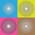 Halftone optical illusion circles with differents shapes