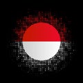 Halftone patch indonesian flag design isolated on black background