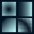 Halftone pattern texture with four square shapes, varying different dot densities, shadow and arrangements Royalty Free Stock Photo