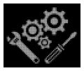 White Halftone Mechanics Tools Icon