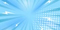 Halftone Pop Art Style Star Explosion Pattern Cartoon Background Blue Light Effect Vintage Tone. Vector illustration wow gradient Royalty Free Stock Photo