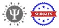 Halftone Psi Covid Virus Icon and Unclean Bicolor Shingles Stamp