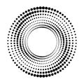 Halftone round as icon or background. Black abstract vector circle frame with dots as logo or emblem Royalty Free Stock Photo