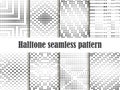 Halftone seamless pattern set, dotted backdrop with heart pop art style. St. Valentine`s Day a collection of backgrounds Royalty Free Stock Photo