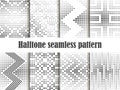 Halftone seamless pattern set, dotted backdrop with heart pop art style. St. Valentine`s Day a collection of backgrounds Royalty Free Stock Photo