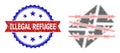 Halftone Spam Letter Jail Icon and Distress Bicolor Illegal Refugee Seal