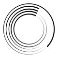 Halftone speed lines circle. Geometric art in circle form. Round swirl movement symbol. Halftone circular frame. Vector