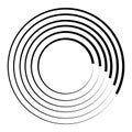 Halftone speed lines circle. Geometric art in circle form. Round swirl movement symbol. Halftone circular frame. Vector