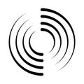 Halftone speed lines circle. Geometric art in circle form. Round swirl movement symbol. Halftone circular frame. Vector