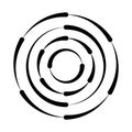 Halftone speed lines circle. Geometric art in circle form. Round swirl movement symbol. Halftone circular frame. Vector