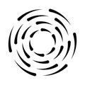 Halftone speed lines circle. Geometric art in circle form. Round swirl movement symbol. Halftone circular frame. Vector