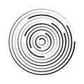 Halftone speed lines circle. Geometric art in circle form. Round swirl movement symbol. Halftone circular frame. Vector