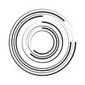 Halftone speed lines circle. Geometric art in circle form. Round swirl movement symbol. Halftone circular frame. Vector Royalty Free Stock Photo