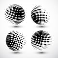 Halftone Spheres. Halftone Design Element. Abstract Globe Logo Template. Vector Illustration. Royalty Free Stock Photo