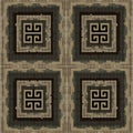 Halftone squares seamless pattern. Mosaic ornamental plaid tartan vector background. Greek tribal ethnic style repeat backdrop. Royalty Free Stock Photo