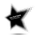 Halftone star perspective frame abstract dots logo emblem. Star border Icon using halftone circle dots texture. Vector.