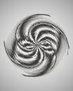 Halftone swirl Hypnotic spiral pattern with a textured, woodcutlike effect with dynamic lines creating a vortex effect Royalty Free Stock Photo