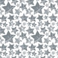 Halftone textured stars seamless pattern, monochrome vector back