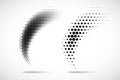 Halftone vector circle dots gradient pattern isolated on white background. Curve dotted spots using halftone dot texture