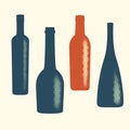 Halftone vector wine bottle elements. Royalty Free Stock Photo