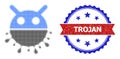 Halftone Virus Bot Icon and Unclean Bicolor Trojan Watermark