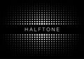 Halftone white gradient texture frame isolated on black background. Dotted pattern halftone circle dot texture. Vector Royalty Free Stock Photo