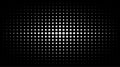 Halftone white gradient texture isolated on black background. Dotted pattern halftone circle dot raster texture. Vector Royalty Free Stock Photo