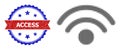 Halftone Wi-Fi Source Icon and Textured Bicolor Access Watermark