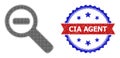 Halftone Zoom Out Icon and Unclean Bicolor CIA Agent Watermark