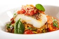 Halibut steak in crispy breading close up Royalty Free Stock Photo