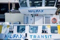 Halifax Ferry Transit Vessel closepup at Alderney Landing, Dartmouth. Captains Cockpit, Radar
