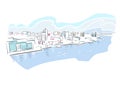 Halifax Nova Scotia Canada vector sketch city illustration line art colorful watercolor style