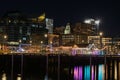 Halifax, Nova Scotia. View of the night waterfront of the city Royalty Free Stock Photo