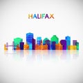 Halifax skyline silhouette in colorful geometric style.