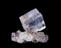 Halite Crystal Cluster Front View on Black Background Royalty Free Stock Photo