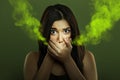 Halitosis concept of woman with bad breath Royalty Free Stock Photo