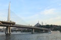 HaliÃÂ§ Bridge on Golden Horn Bay in Istanbul Royalty Free Stock Photo