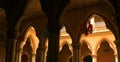 The hall arches with ornamental light set in the palace of bangalore.