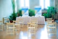 Hall for business conferences. Row of chairs in white Royalty Free Stock Photo