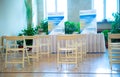 Hall for business conferences. Row of chairs in white Royalty Free Stock Photo