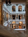 Central perspective view on amazing white marble hall