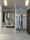 Hall with a corridor in Contemporary style with a wardrobe and a