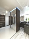 Hall with a corridor in Contemporary style with a wardrobe and a Royalty Free Stock Photo