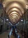 Hall corridor with magic lighting. A beautiful hall-corridor with small windows.