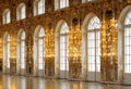 Hall decorated with gold leaf with high ceiling and large windows Royalty Free Stock Photo