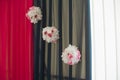Hall decoration three pompoms of flowers Royalty Free Stock Photo