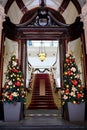 Hall decorations to Christmas holidays, beautiful historical building with stairs