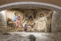 Hall in the dungeon under the St. Joseph`s Church wall in the old city of Nazareth in Israel