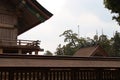 hall (honden) in a shinto shrine (izumo-taisha) in izumo (japan)