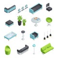 Hall Interior Isometric Icons Royalty Free Stock Photo